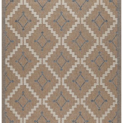 TULUM - tappeto da soggiorno - blu per interni ed esterni - motivi geometrici effetto iuta