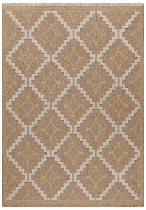 TULUM - tapis de salon - intérieur et extérieur jaune - aspect jute  motifs géométriques