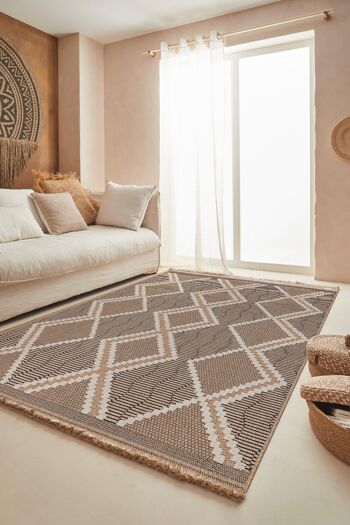 TULUM - tapis de salon - intérieur et extérieur noir - aspect jute  motifs géométriques 2