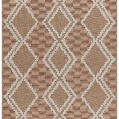 TULUM - tappeto da soggiorno - rosso/terra per interni ed esterni - motivo a rombi effetto iuta