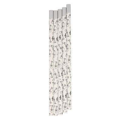 Pencils in white with musical motifs and magnetic head - motif: flugelhorn