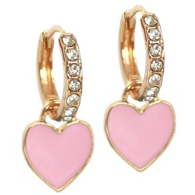 Gold earrings summer heart pink