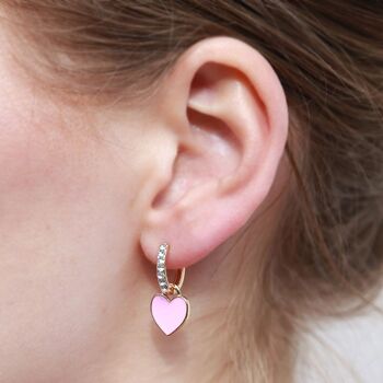 Boucles d'oreilles dorées coeur d'été rose 2