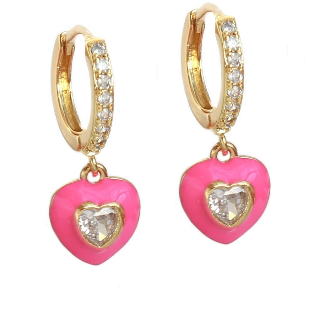 Boucles d'oreilles dorées été coeur strass