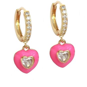 Boucles d'oreilles dorées été coeur strass 1