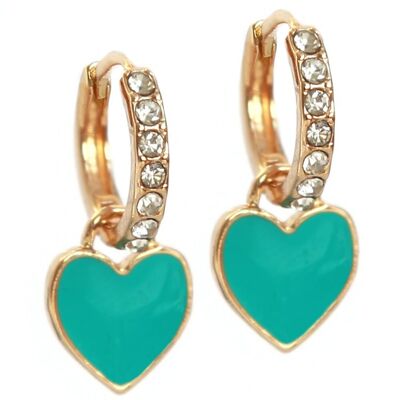 Boucles d'oreilles dorées coeur d'été turquoise