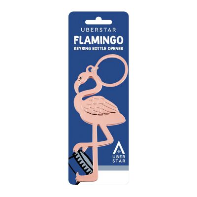 Flaschenöffner mit Flamingo-Schlüsselanhänger – Roségold