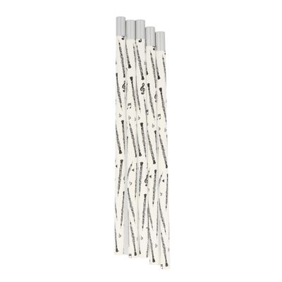 Pencils in white with musical motifs and magnetic head - motif: oboe