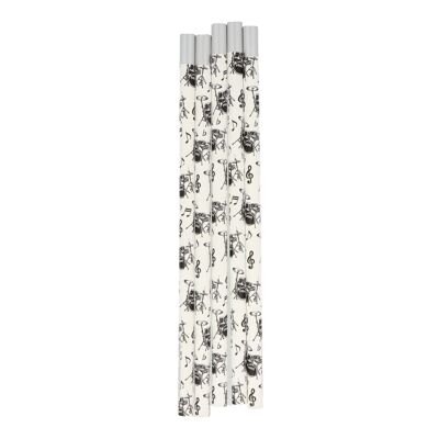 Pencils in white with musical motifs and magnetic head - motif: drums