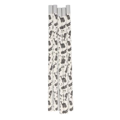 Pencils in white with musical motifs and magnetic head - motif: tuba