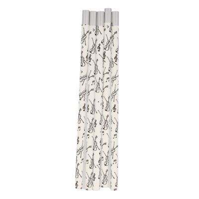 Pencils in white with musical motifs and magnetic head - motif: violin