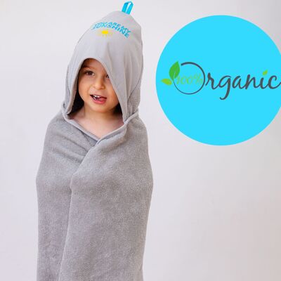 Hooded towel "sunshine" gray, organic cotton, 75x100