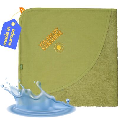 Asciugamano con cappuccio "sunshine" muschio, cotone biologico, 75x75