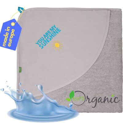 Asciugamano con cappuccio "sunshine" grigio, cotone biologico, 75x75