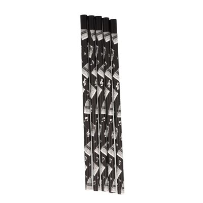 Pencils in black with musical motifs and magnetic head - motif: accordion