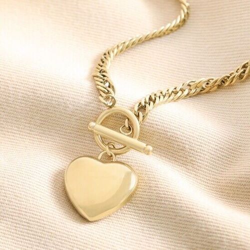 Puff Heart Necklace In Stainless Steel Gold