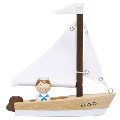 Segelboot aus Holz TV810/ Wooden Sailing Boat & Captain