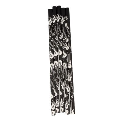 Pencils in black with musical motifs and magnetic head - motif: electric guitar