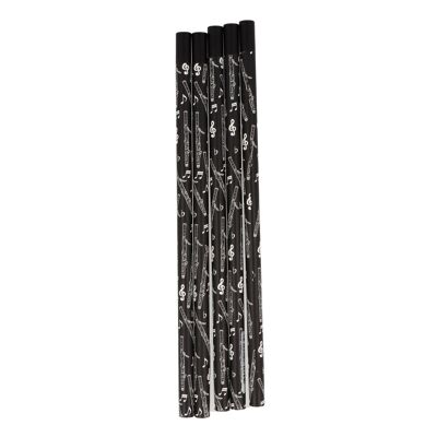 Pencils in black with musical motifs and magnetic head - motif: bassoon