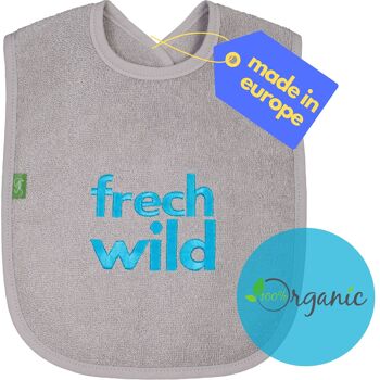 Bavoir "cheeky wild" en coton bio, gris 1