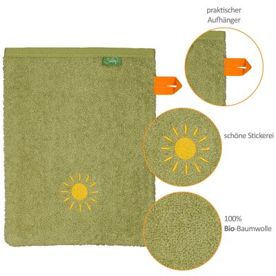 Washcloth "sunshine", organic cotton, moss