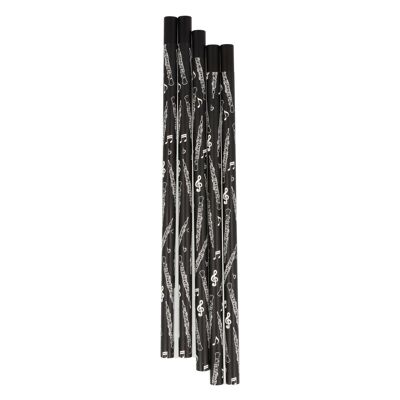 Pencils in black with musical motifs and magnetic head - motif: oboe