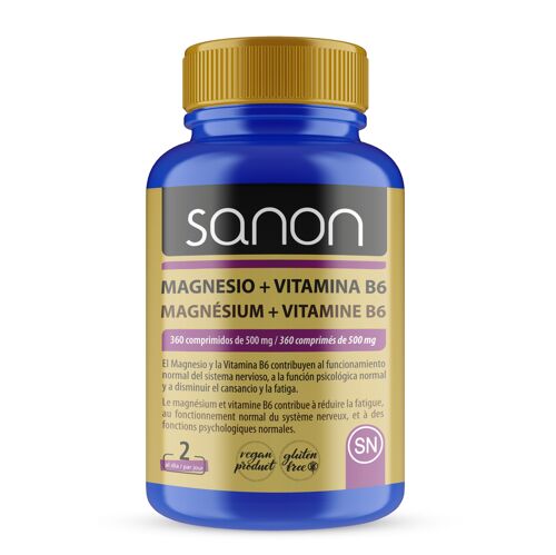 SANON Magnesio + Vitamina B6 360 comprimidos de 500 mg FR