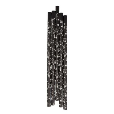 Pencils in black with musical motifs and magnetic head - motif: piano