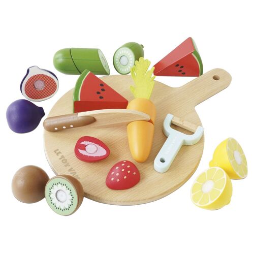 Schneidebrett mit Superfood TV355/ Wooden Chopping Board & Sliceable Play Food