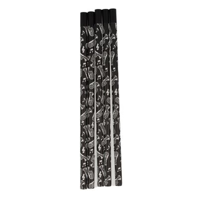Crayons de couleur noirs avec motifs musicaux et tête magnétique - motif : tuba