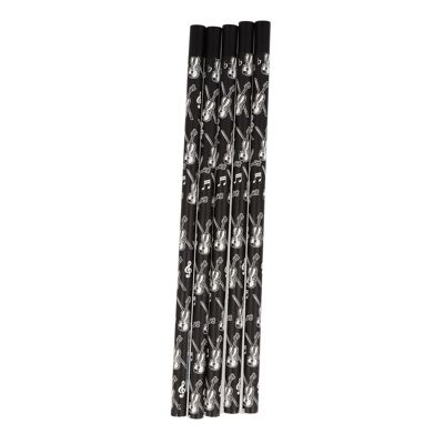 Pencils in black with musical motifs and magnetic head - motif: violin