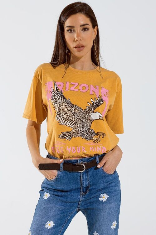 Camiseta Arizona con estampado digital Eagle en naranja