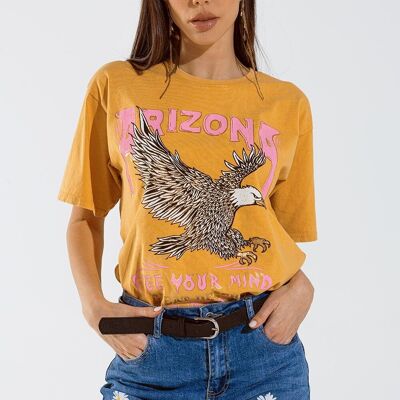 Arizona-T-Shirt mit digitalem Adleraufdruck in Orange
