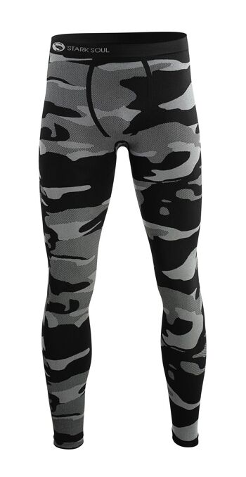 Pantalon fonctionnel thermique sans coutures Stark Soul® pour homme au look camouflage gris dans un seul paquet 2