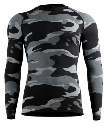 Chemise à manches longues à fonction thermique sans coutures Stark Soul® pour homme au look camouflage dans un seul paquet 2