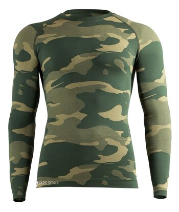 Chemise à manches longues à fonction thermique sans coutures Stark Soul® pour homme au look camouflage dans un seul paquet 6