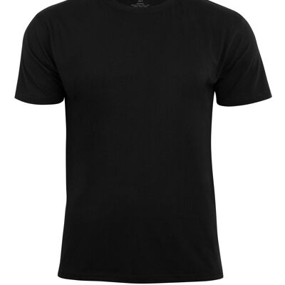 T-shirt basic da uomo in cotone pettinato con scollo tondo e fettuccia sul collo