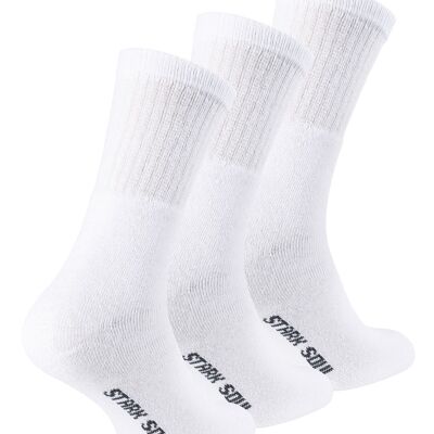 Chaussettes de sport et de tennis en coton pour hommes Stark Soul® blanches de la série ESSENTIAL en pack de 3