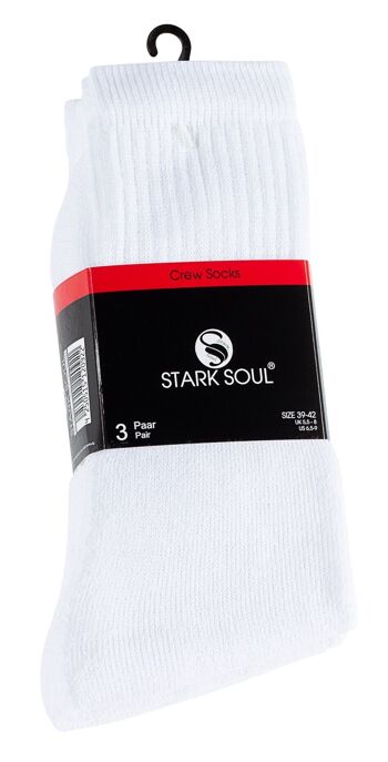 Chaussettes de sport et de tennis en coton pour hommes Stark Soul® blanches de la série ESSENTIAL en pack de 3 2