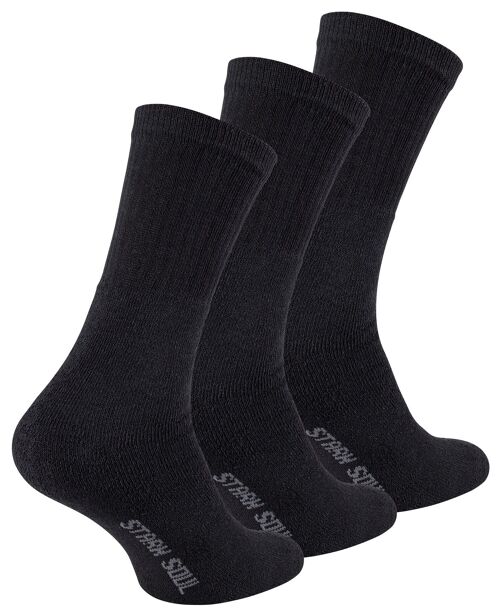 Stark Soul® Herren Baumwoll Sport- und Tennissocken schwarz aus der ESSENTIAL-Serie im 3er Pack