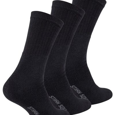 Calcetines deportivos y tenis de algodón para hombre Stark Soul® negros de la serie ESSENTIAL en pack de 3