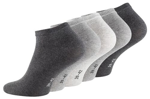 Stark Soul® unisex Baumwoll Sneaker Socken grau aus der ESSENTIAL-Serie im 5er Pack