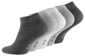 Chaussettes baskets unisexes en coton Stark Soul® gris de la série ESSENTIAL en paquet de 5 1