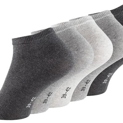 Chaussettes baskets unisexes en coton Stark Soul® gris de la série ESSENTIAL en paquet de 5