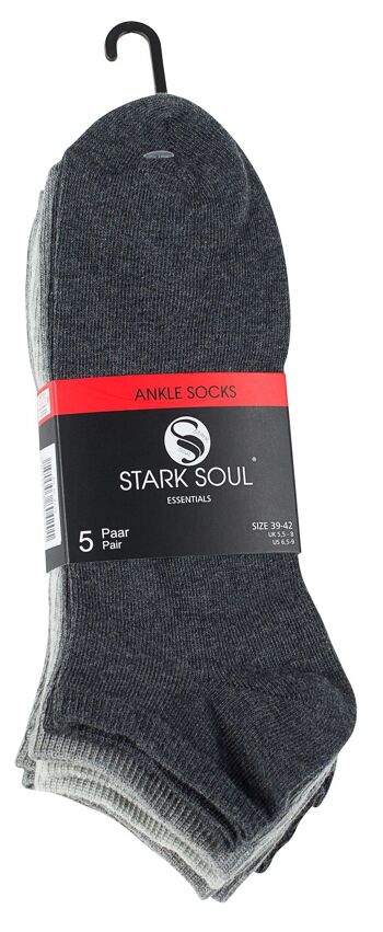 Chaussettes baskets unisexes en coton Stark Soul® gris de la série ESSENTIAL en paquet de 5 3