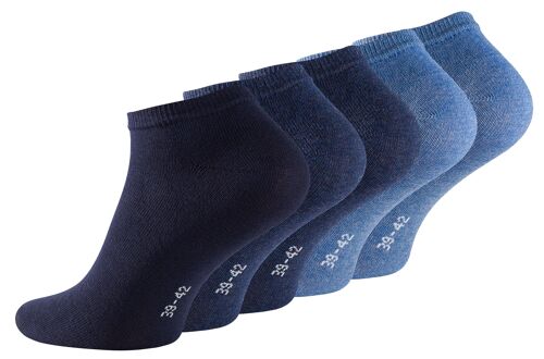 Stark Soul® unisex Baumwoll Sneaker Socken blau aus der ESSENTIAL-Serie im 5er Pack