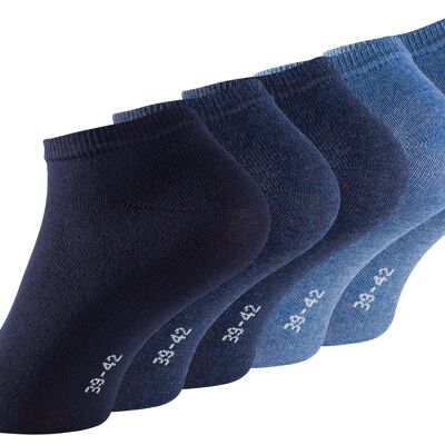 Stark Soul® unisex cotton sneaker socks blue from the ESSENTIAL series in a pack of 5