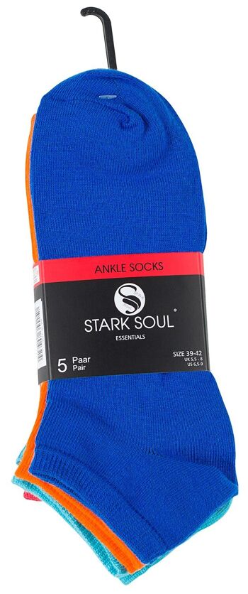 Chaussettes baskets unisexes en coton Stark Soul® couleurs amusantes de la série ESSENTIAL en paquet de 5 2