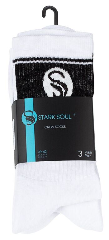 Chaussettes de sport Stark Soul® pour hommes blanches au design RETRO avec semelles en éponge en paquet de 3 2