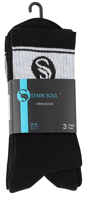 Chaussettes de sport Stark Soul® pour hommes noires au design RETRO avec semelles en éponge en paquet de 3 2